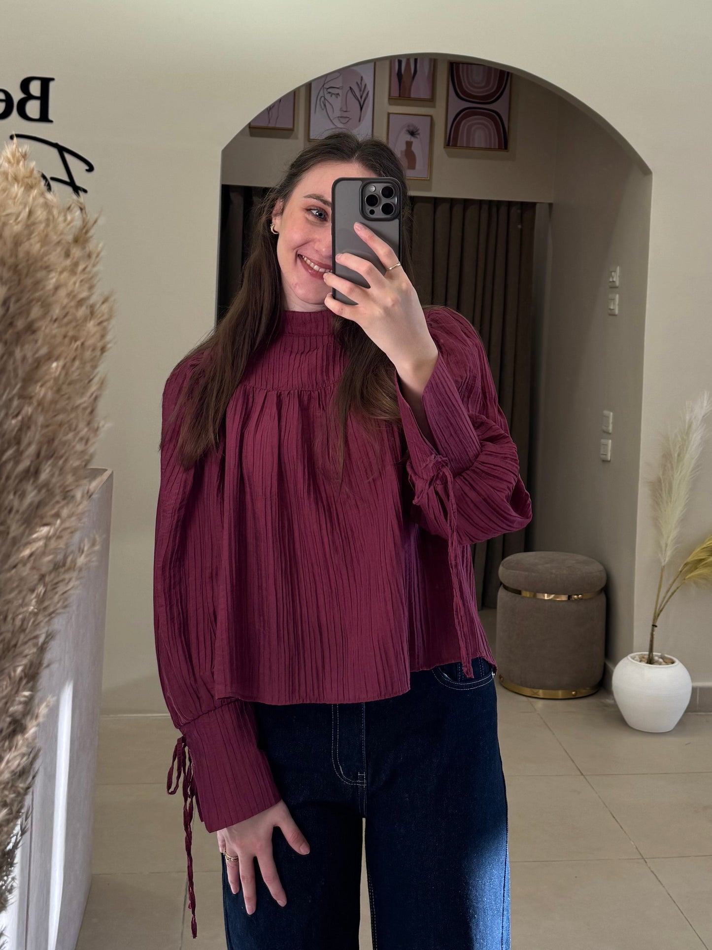 Ruffle vibe top : ( burgundy)