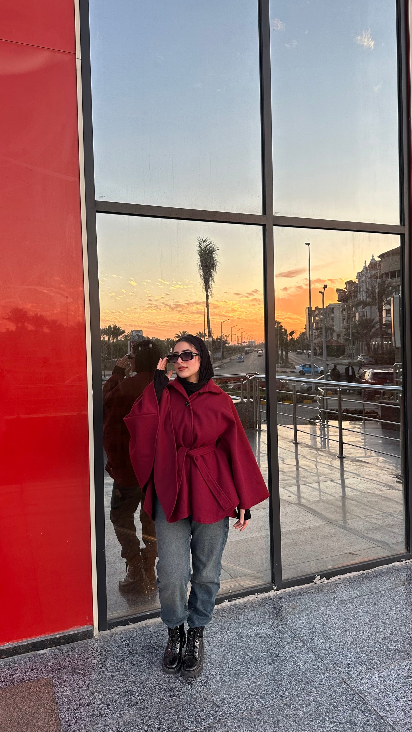 Elegant poncho : ( burgundy)