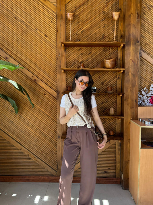 Beige Trendy Chic Top