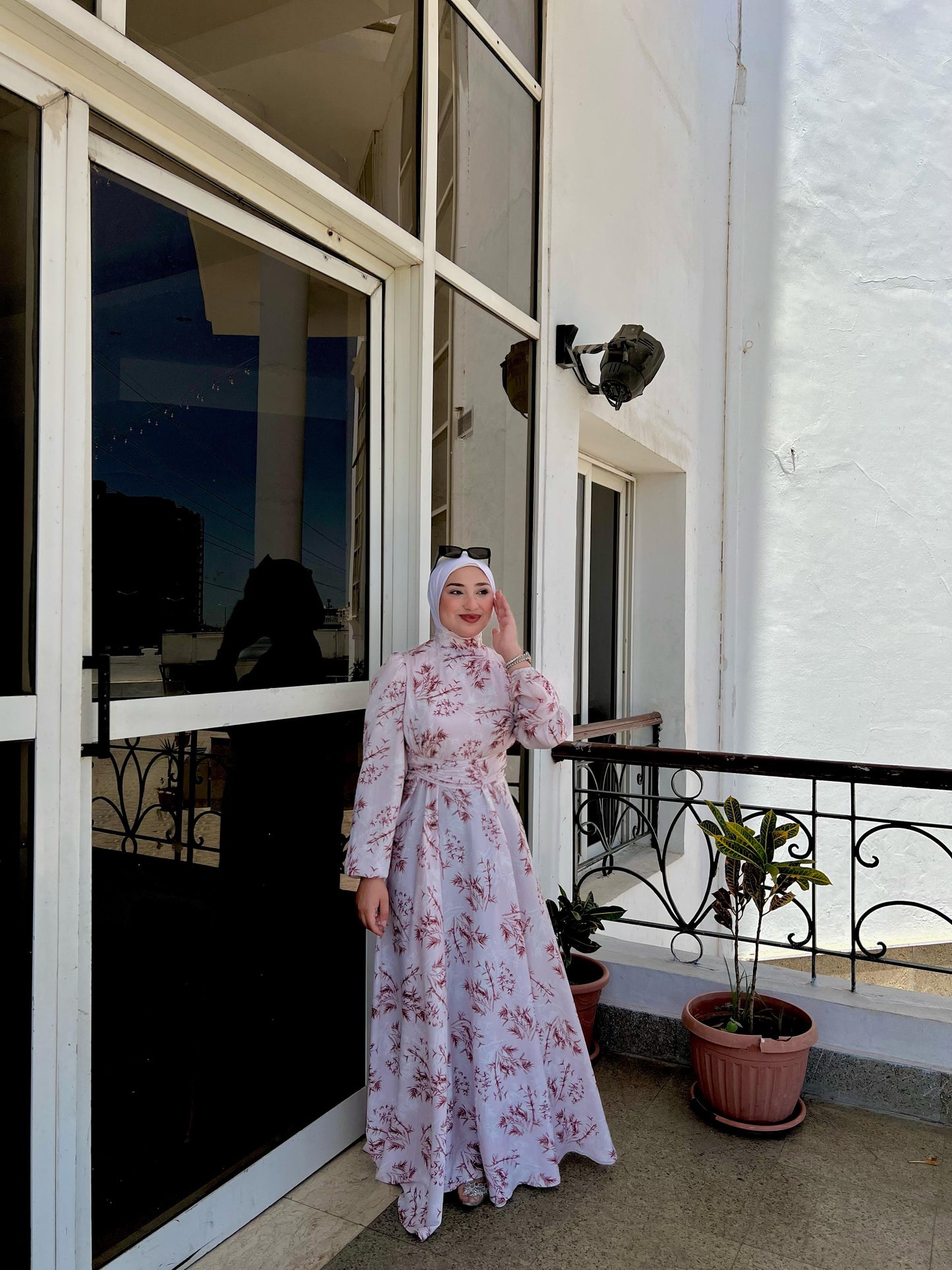 pink patterned dress
