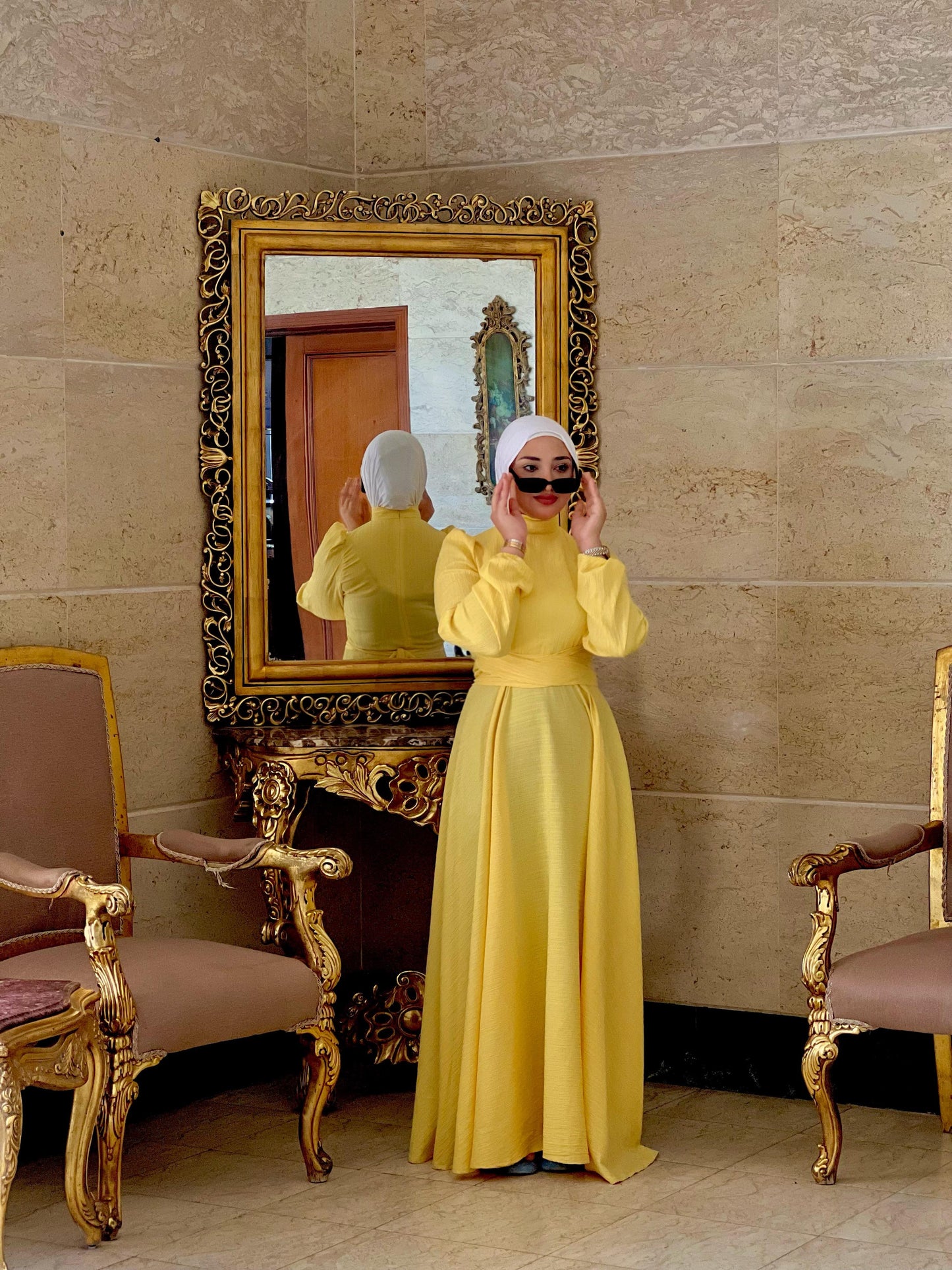 yellow minimal dress