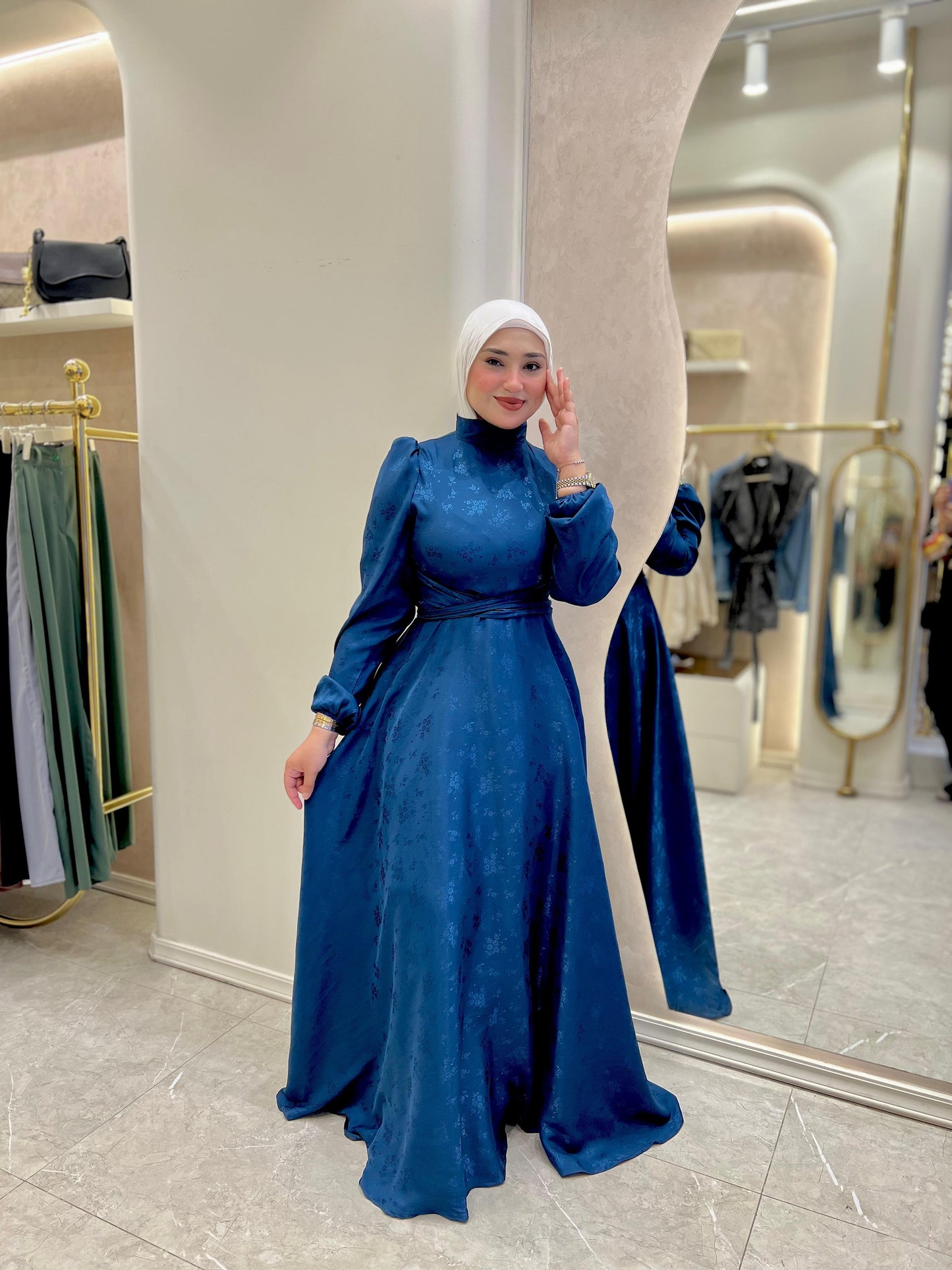 blue dual charm dress