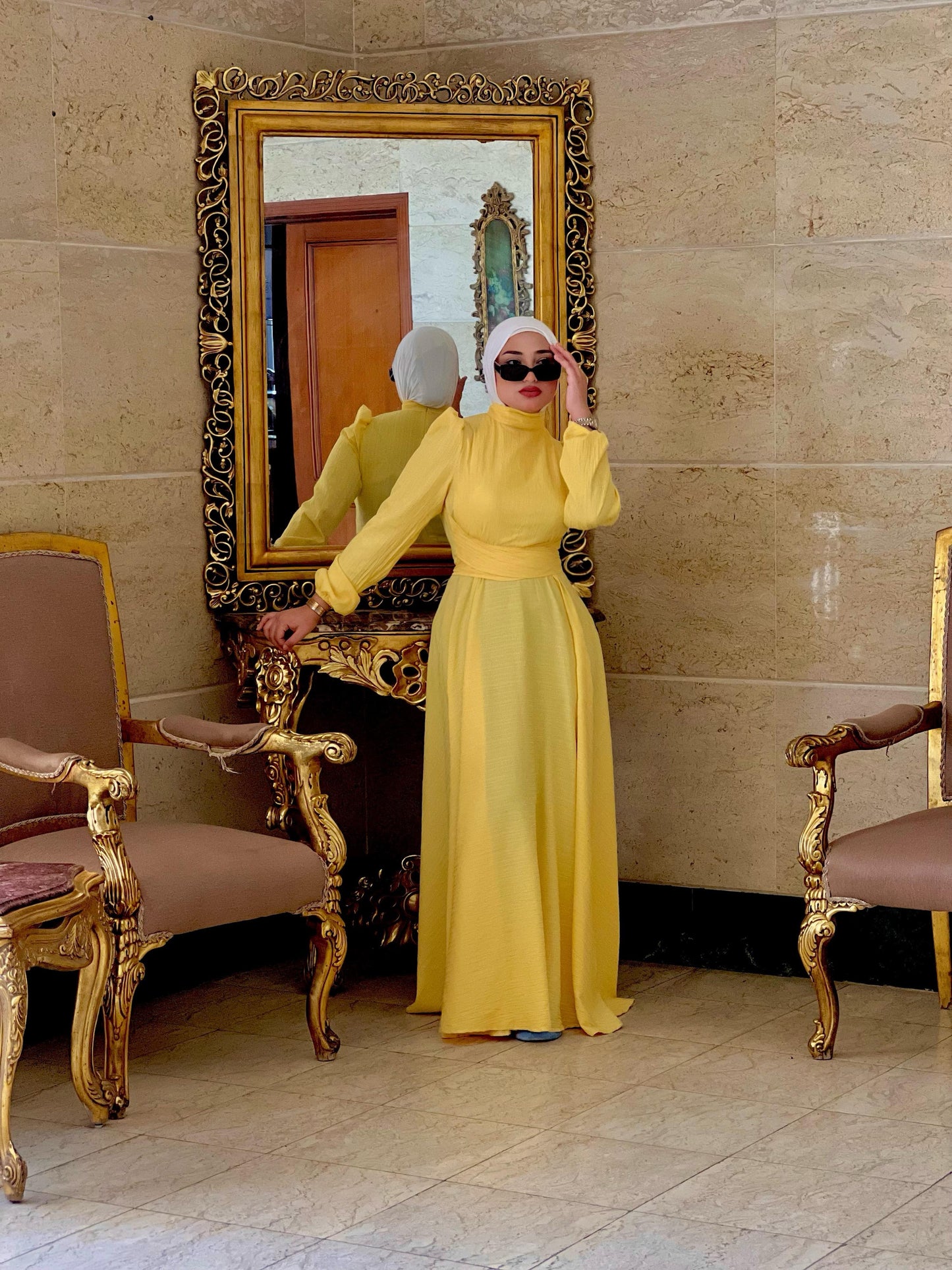 yellow minimal dress