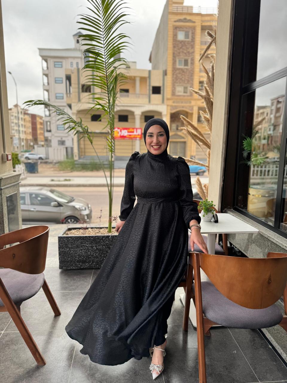 black dual charm dress