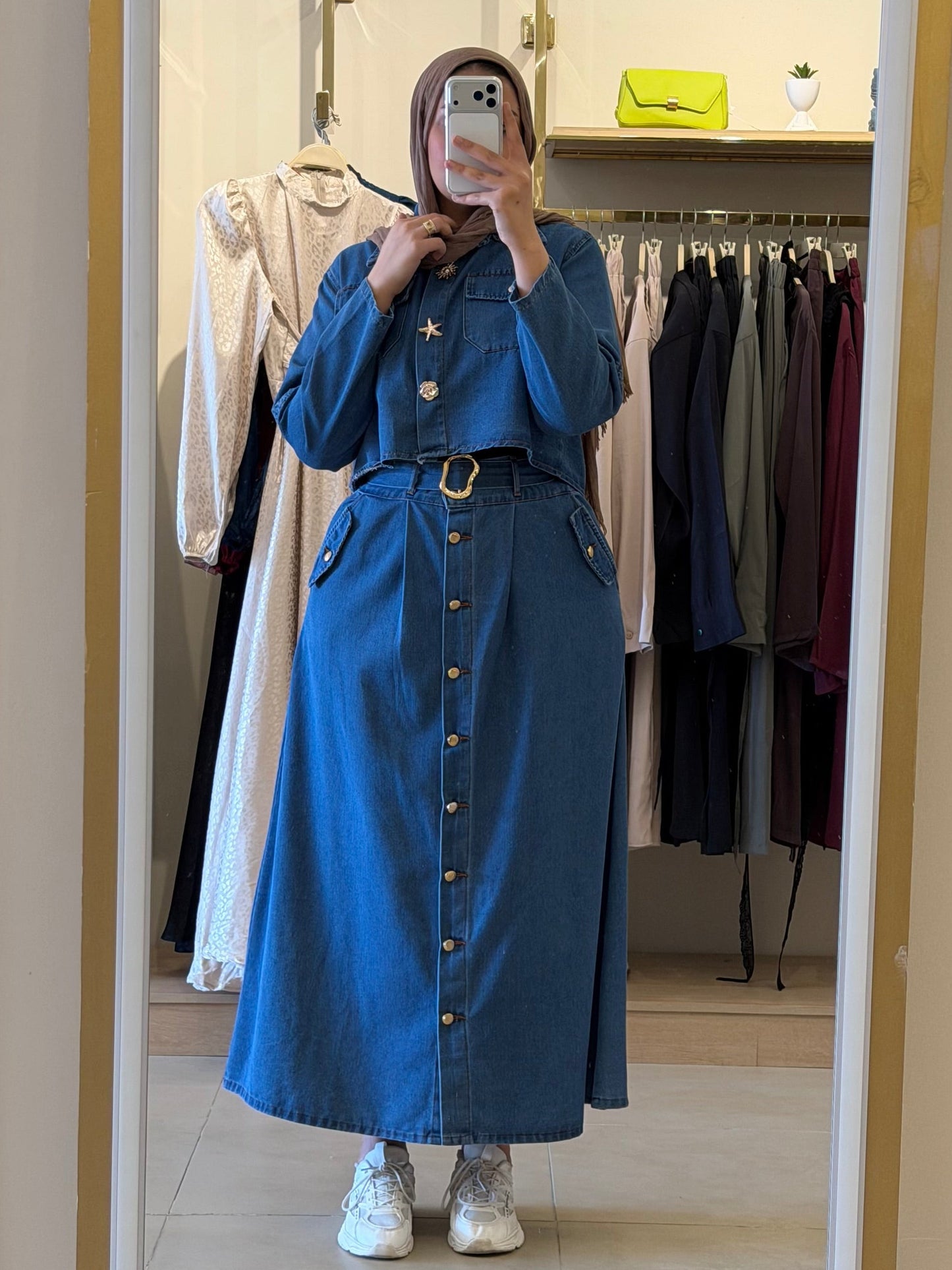 Denim skirt suit