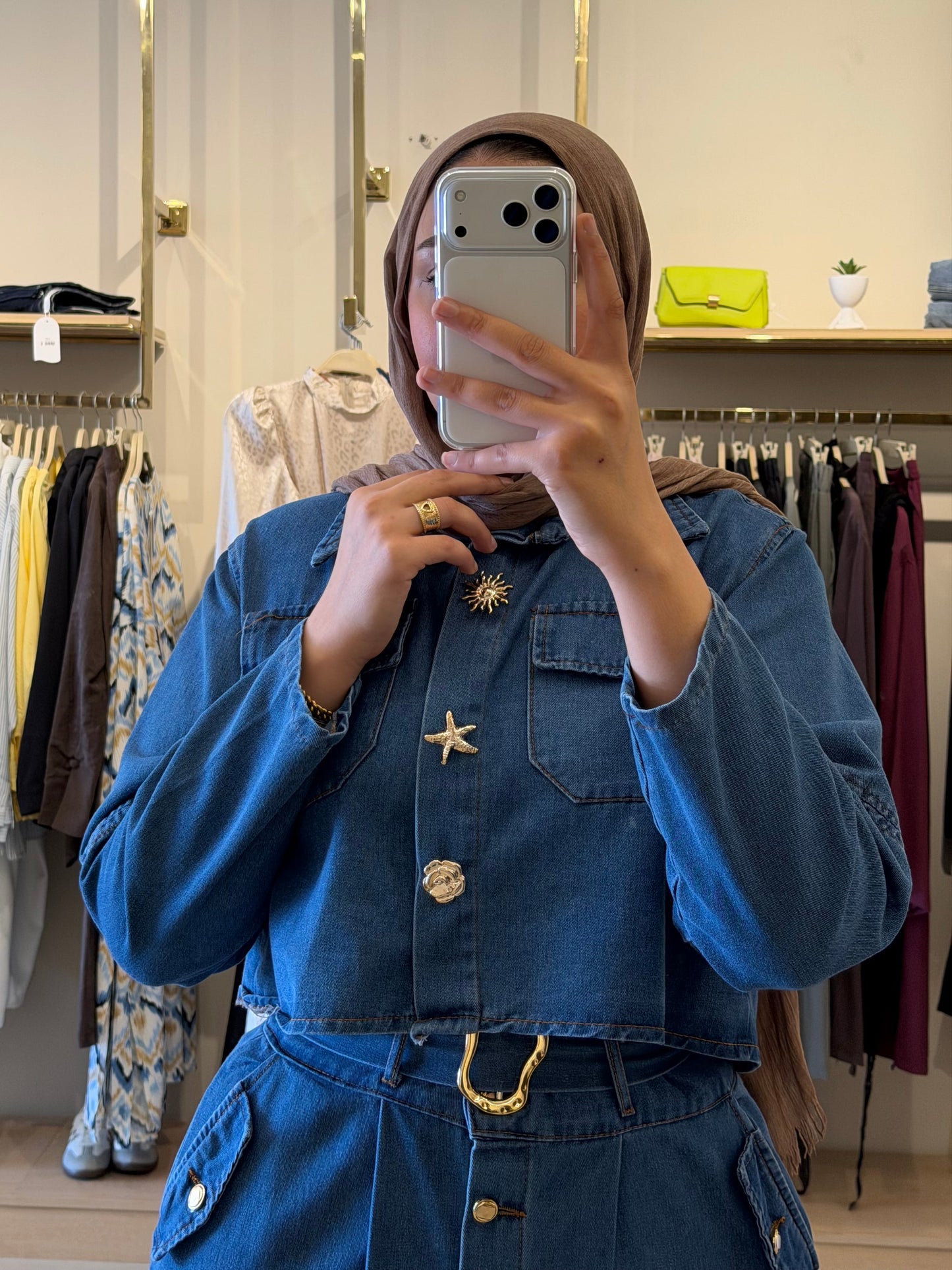 Denim skirt suit
