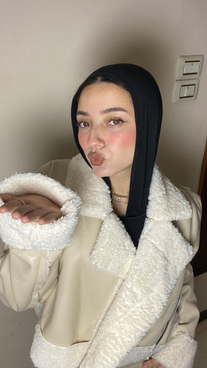 Crop fur jacket: ( light beige)