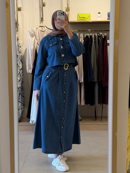 Denim skirt suit