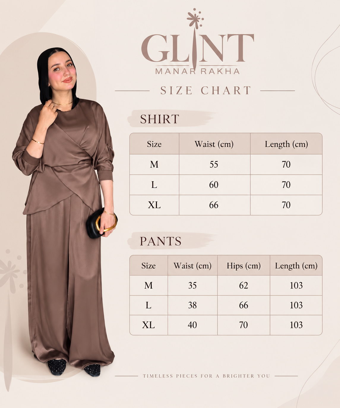 Elegant Satin Suit ✨ Size Chart