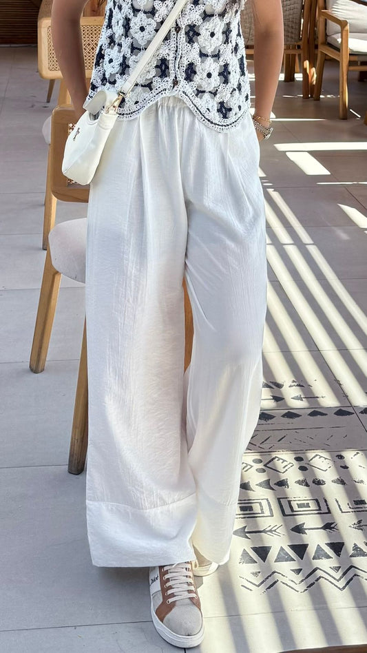white linen pants