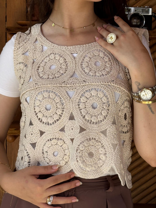 Beige Trendy Chic Top
