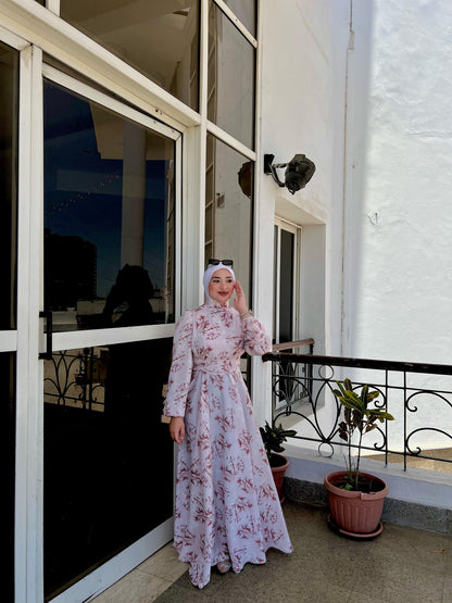 pink patterned dress