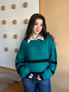 Green Striped Knit Sweater
