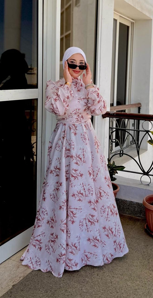 pink patterned dress