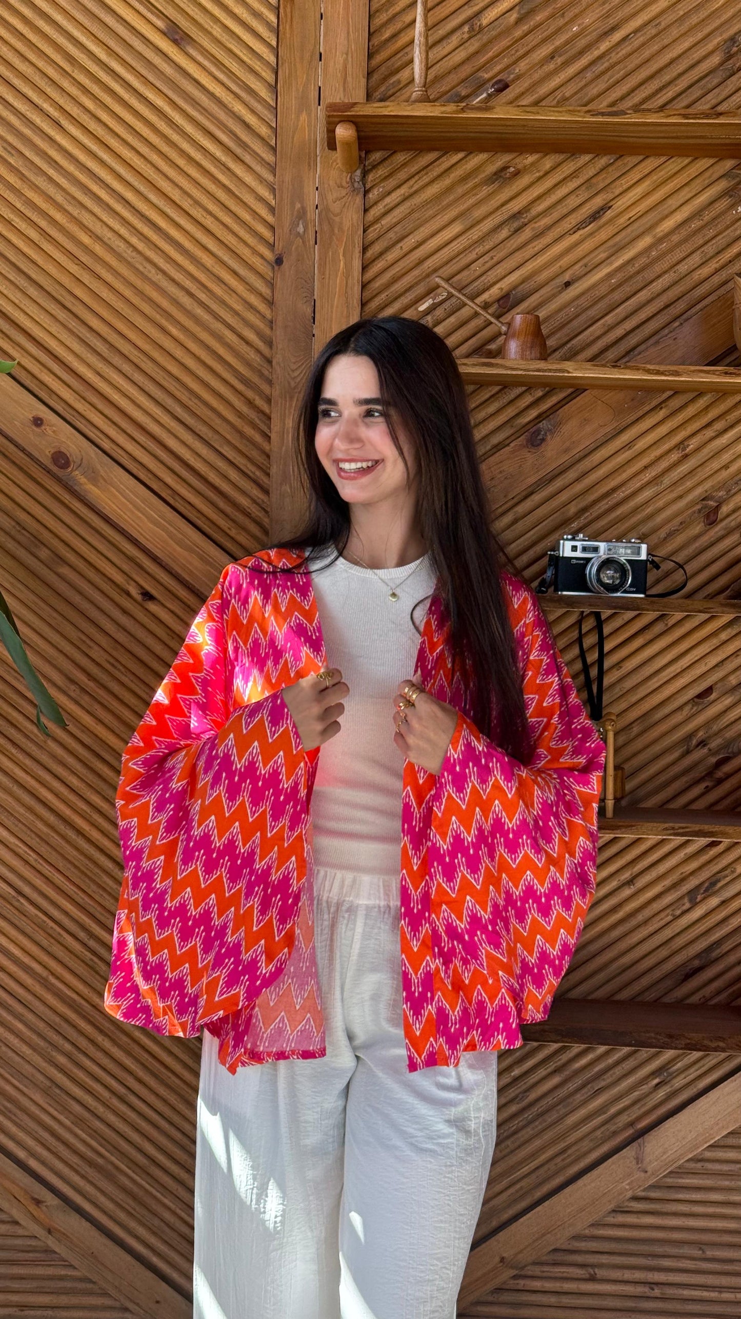 pink and orange summer cardigan