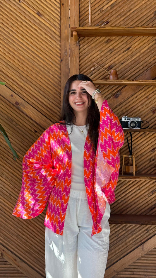 pink and orange summer cardigan