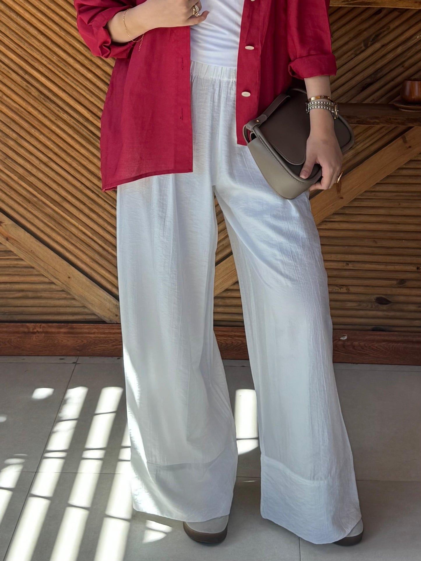 white linen pants